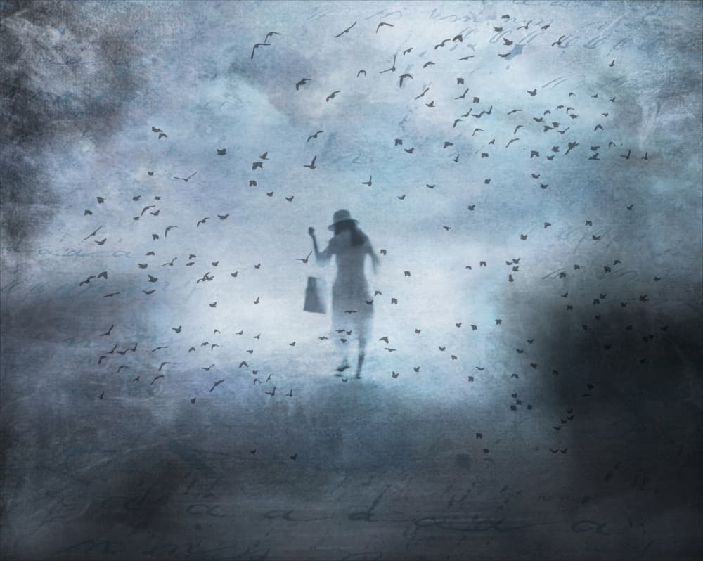 Ethereal Woman And Birds by Lammakmak — canvas wall art