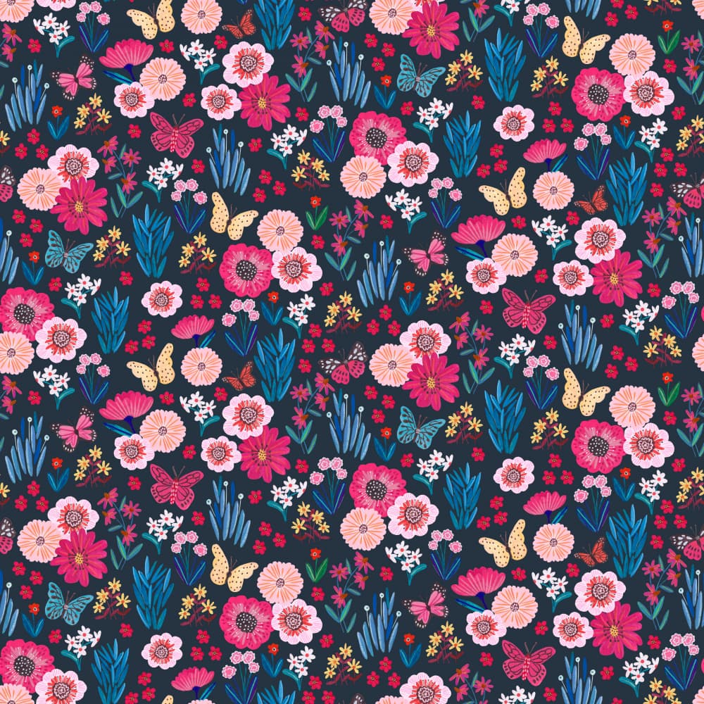 Butterflies &amp; flowers by Caroline Bonne Müller — canvas wall art