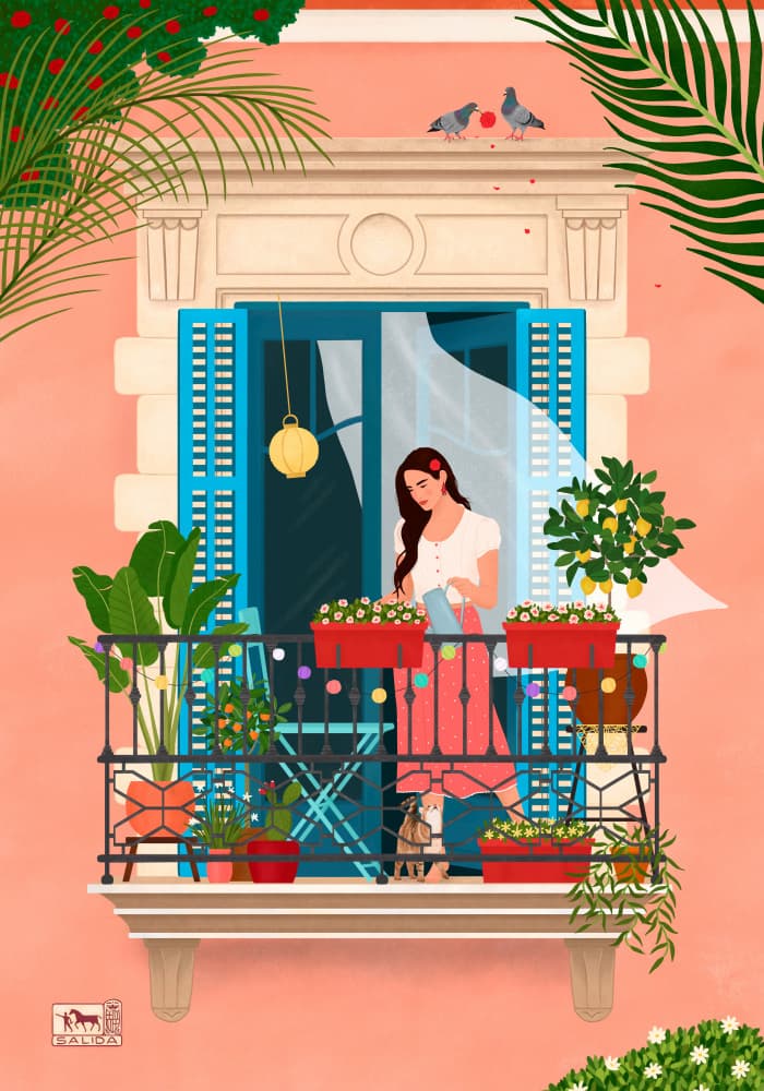 Mediterranean Balcony Garden by Petra Holíková — canvas wall art