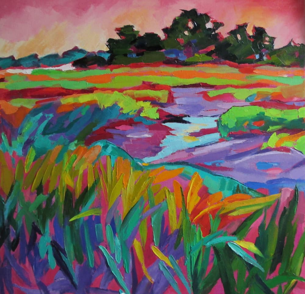 Vibrant Marsh Landscape by Maxine Shore — canvas wall art