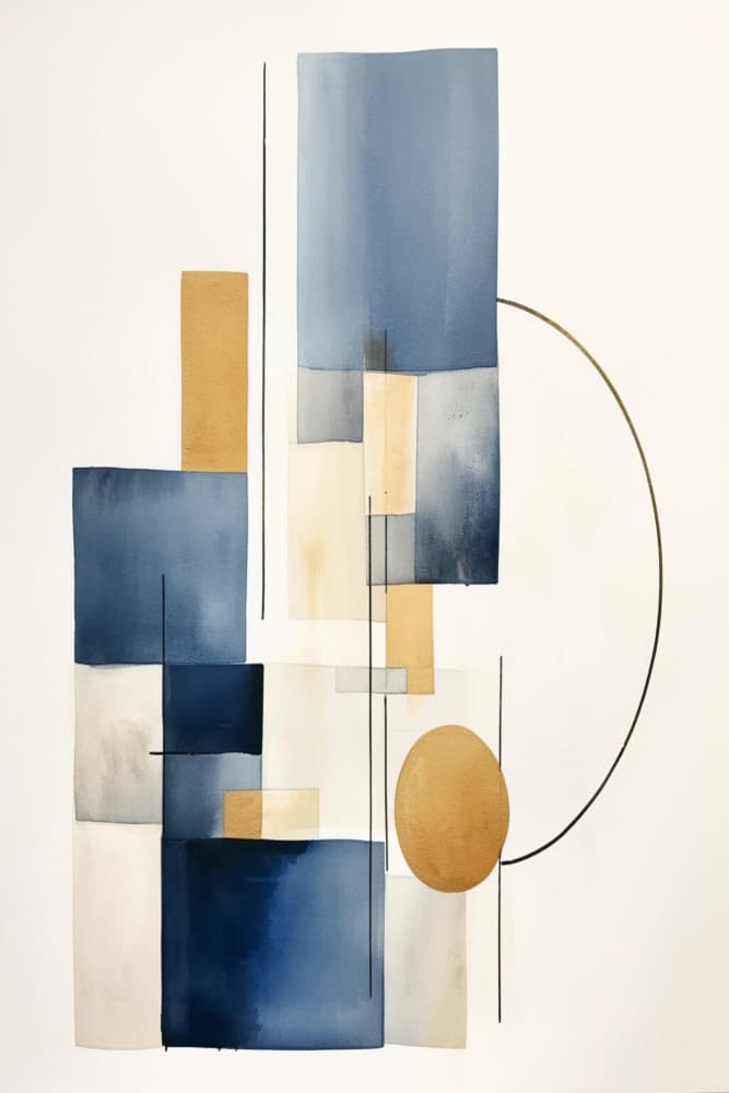 Abstract Blue Gold Forms by Sally Ann Moss — canvas wall art