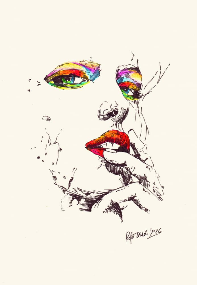 Colorful Expressive Face by Rafal Kulik — canvas wall art