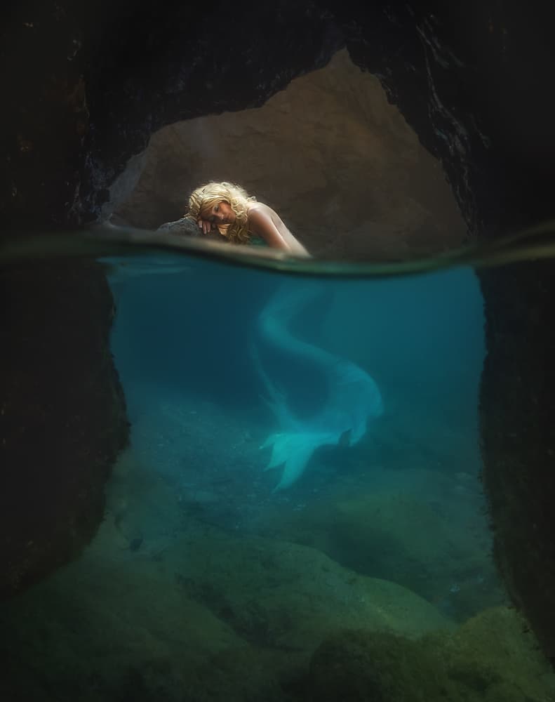Mermaid In Cave by Paolo Lazzarotti — canvas wall art