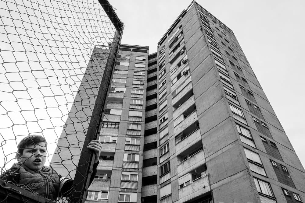 Urban Boy Concrete Highrise by Svetislav Cvetkovic — canvas wall art