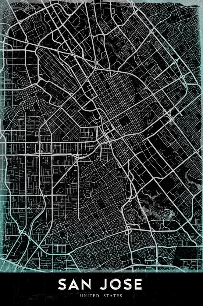 San Jose City Map by StudioSix — canvas wall art