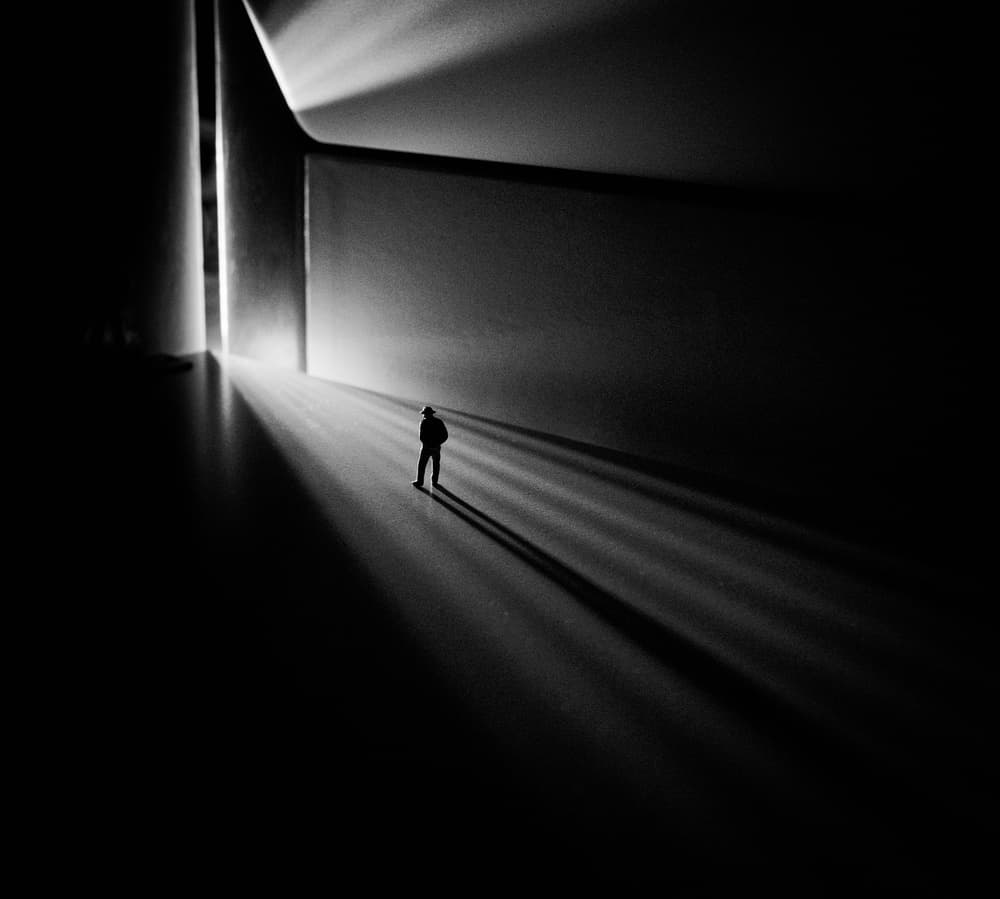 Lone Figure Light Path by Yasuhiro Takachi — canvas wall art