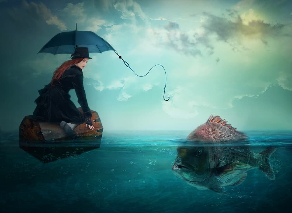 Fishing-for a woman ..! by Natalia Simongulashvili ( NATALIORION ) — canvas wall art