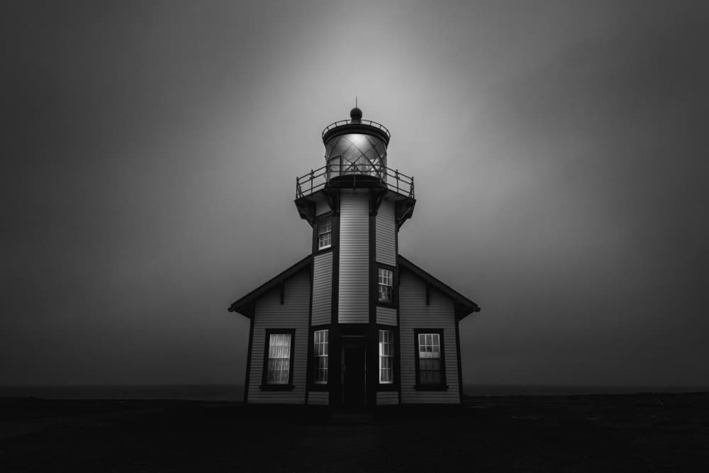 Misty Lighthouse Beacon by Ryan Li — canvas wall art