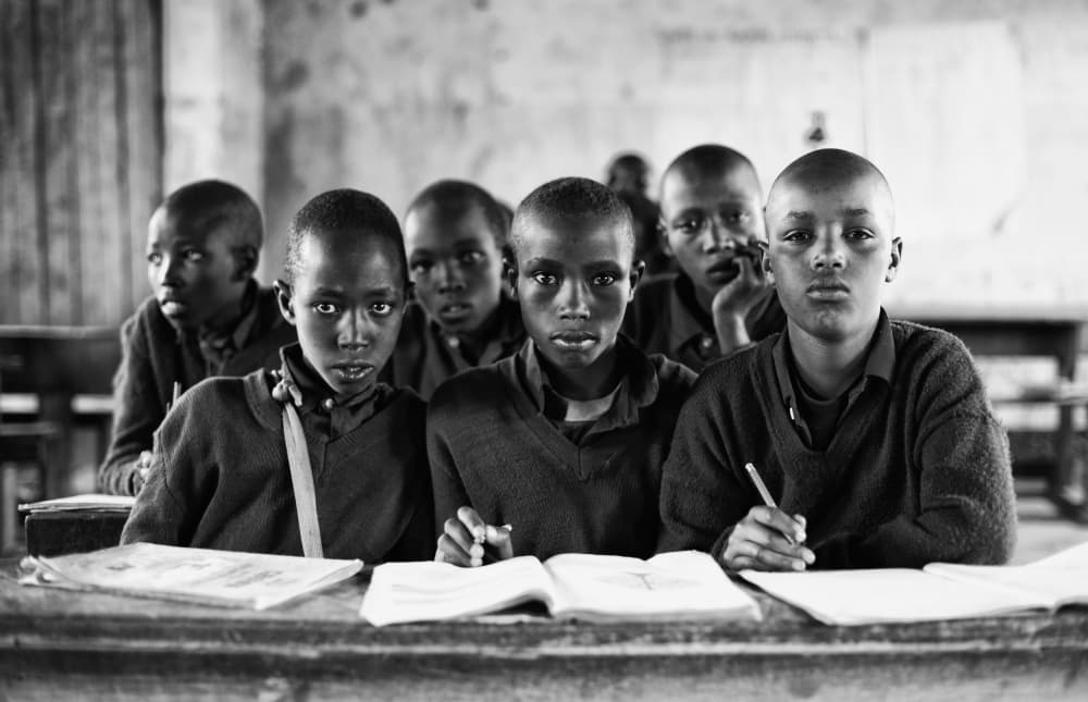 Focused Classroom Boys by Goran Jovic — canvas wall art
