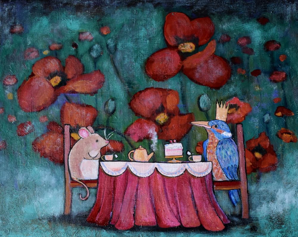 Whimsical Garden Tea Party by Andrea Doss — canvas wall art