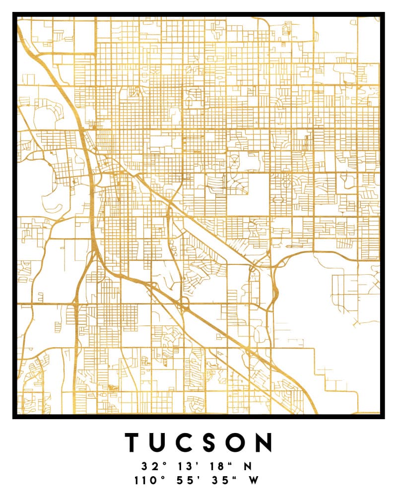 Tucson Gold Map by Emiliano Deificus — canvas wall art