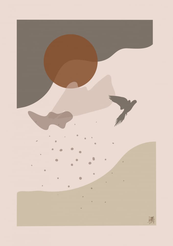 Flying Bird Desert Sun by Osvaldo Russo — canvas wall art