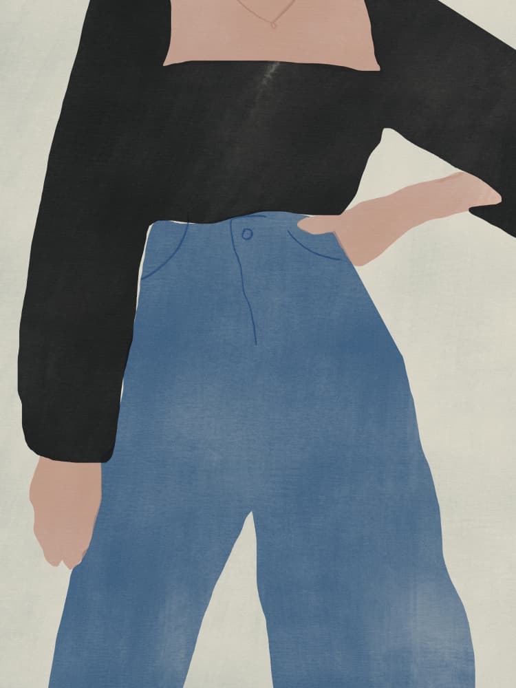 Stylish Woman In Jeans by Little Dean — canvas wall art