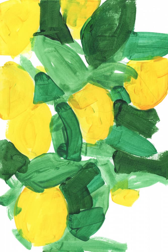 Vibrant Lemon Leaves by cartissi — canvas wall art