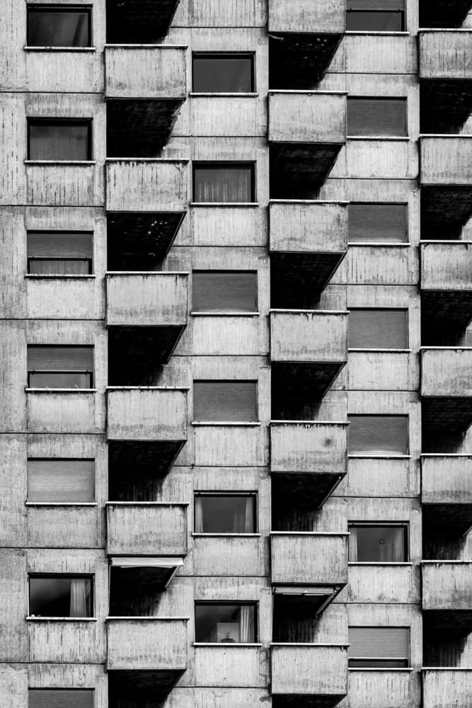 Geometric Building Shadows by Franco Tessarolo — canvas wall art
