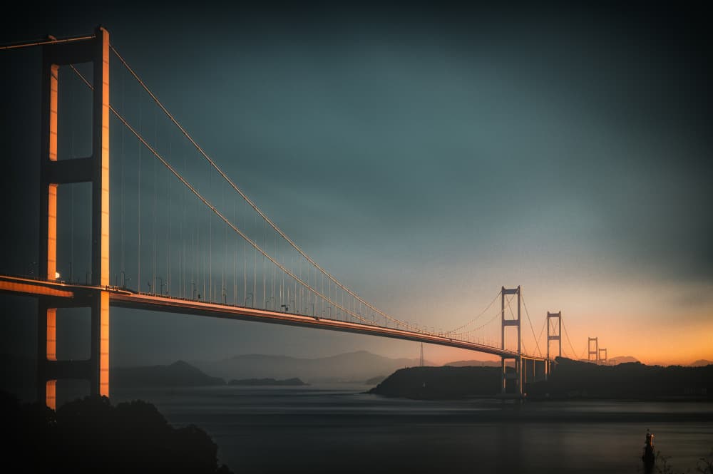 Twilight Suspension Bridge by YUTAKA KURAHASHI — canvas wall art