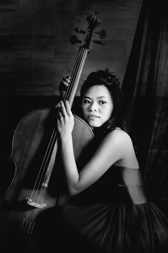 Elegant Cellist Portrait by Eiji Yamamoto — canvas wall art