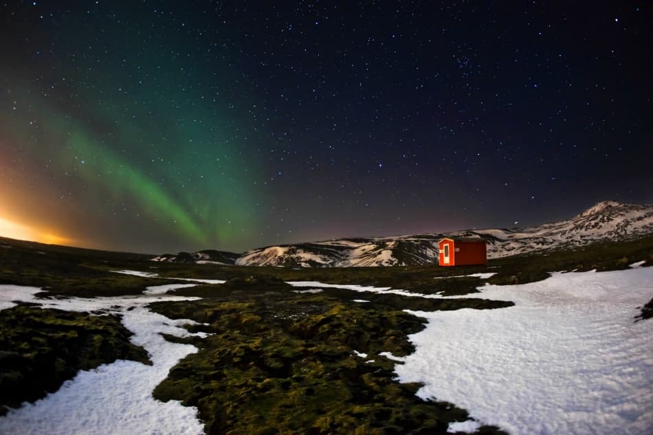 Northern Lights Cabin by Raymond Hoffmann — canvas wall art