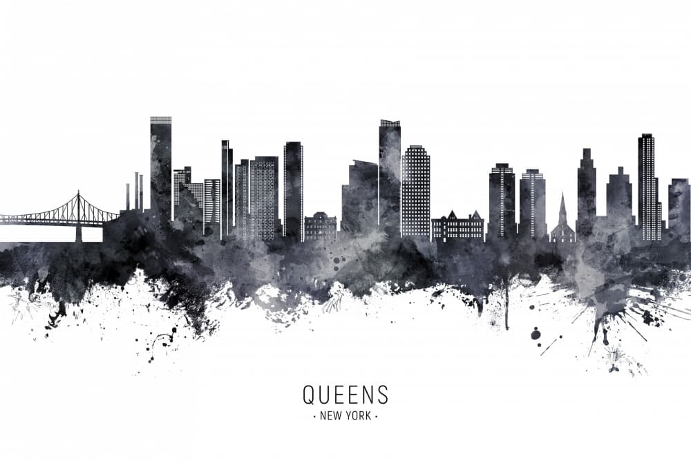 Queens New York Skyline by Michael Tompsett — canvas wall art