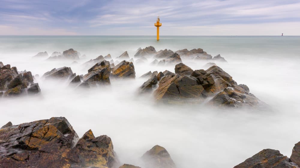 Misty Ocean Rocks by MIN CHEOL KIM — canvas wall art