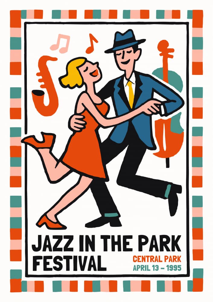 Retro Jazz Festival by Patryk Krygowski — canvas wall art
