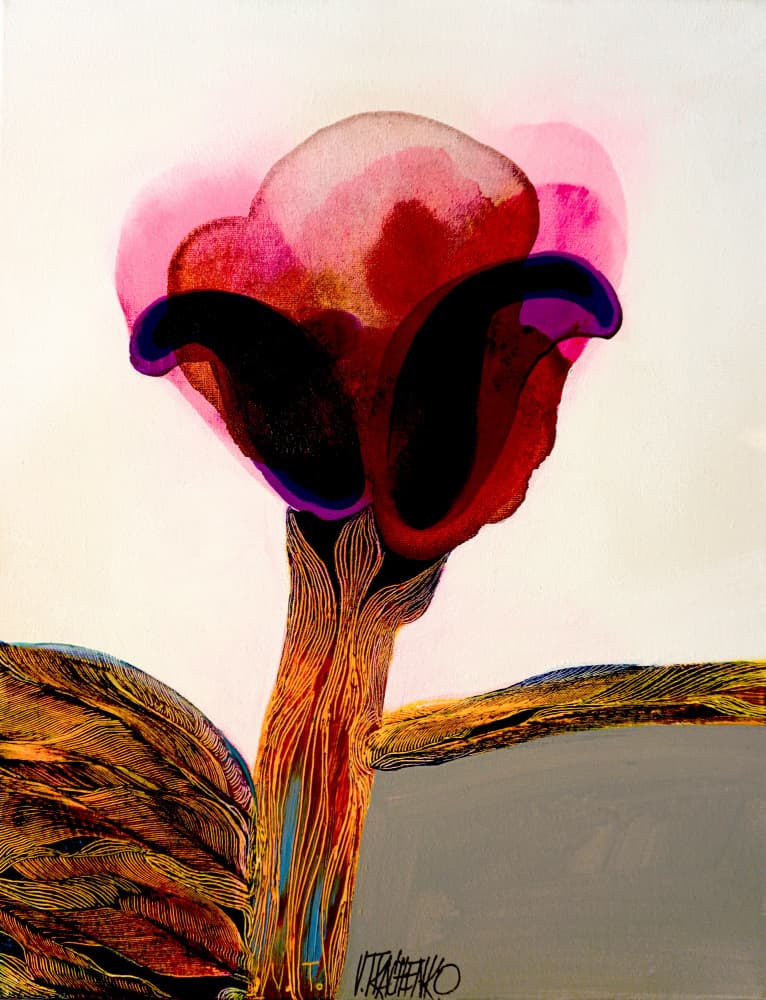Dramatic Red Bloom by Victor Tkachenko — canvas wall art
