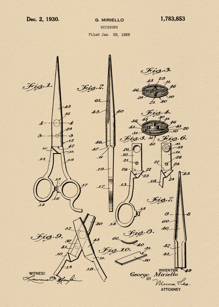 Vintage Scissors Patent by Andreas Magnusson — canvas wall art