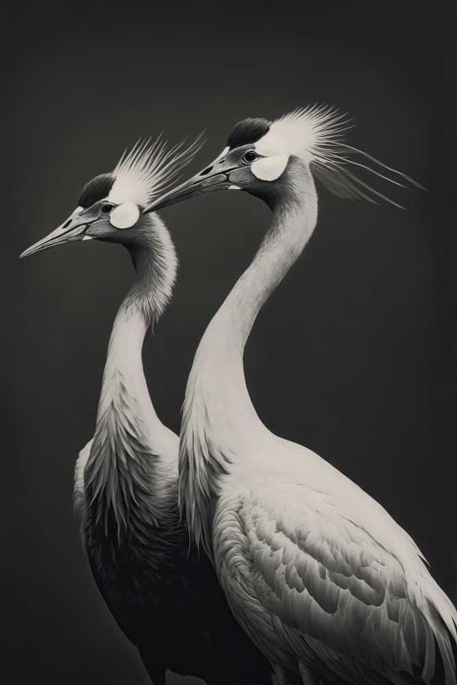 Graceful Cranes Duo by Treechild — canvas wall art