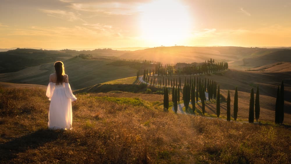Woman in Golden Tuscany by Chao Feng 天馬 — canvas wall art