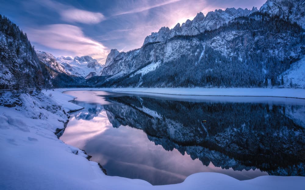 Winter Mountain Lake Serenity by Anastasios Gialopoulos — canvas wall art