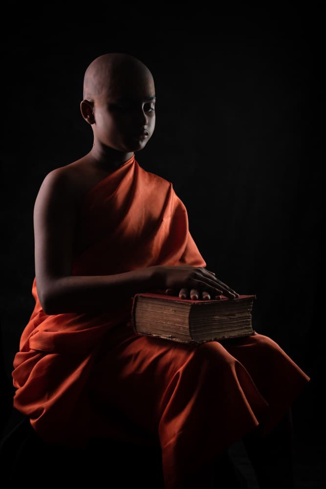 Contemplative Young Monk by Nilendu Banerjee — canvas wall art
