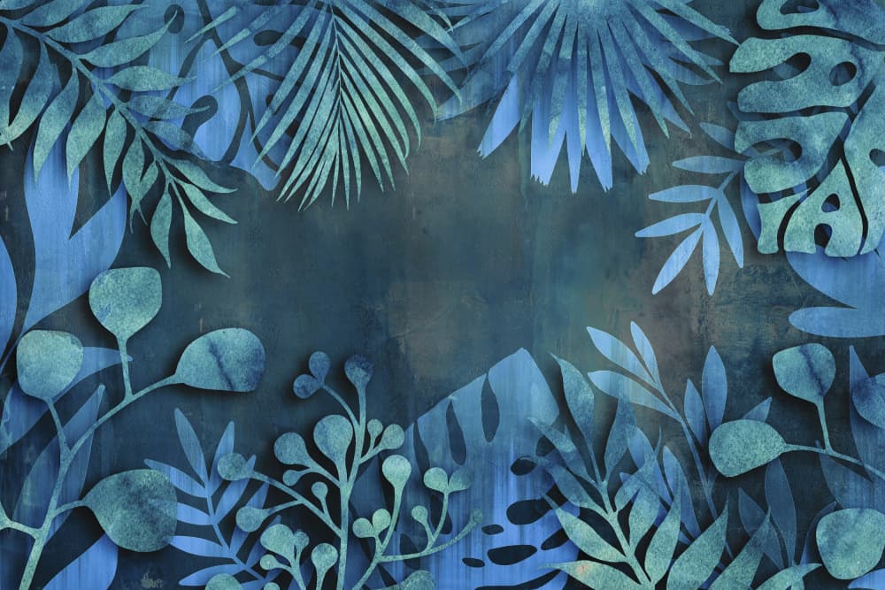 Deep Blue Jungle Leaves by Andrea Haase — canvas wall art