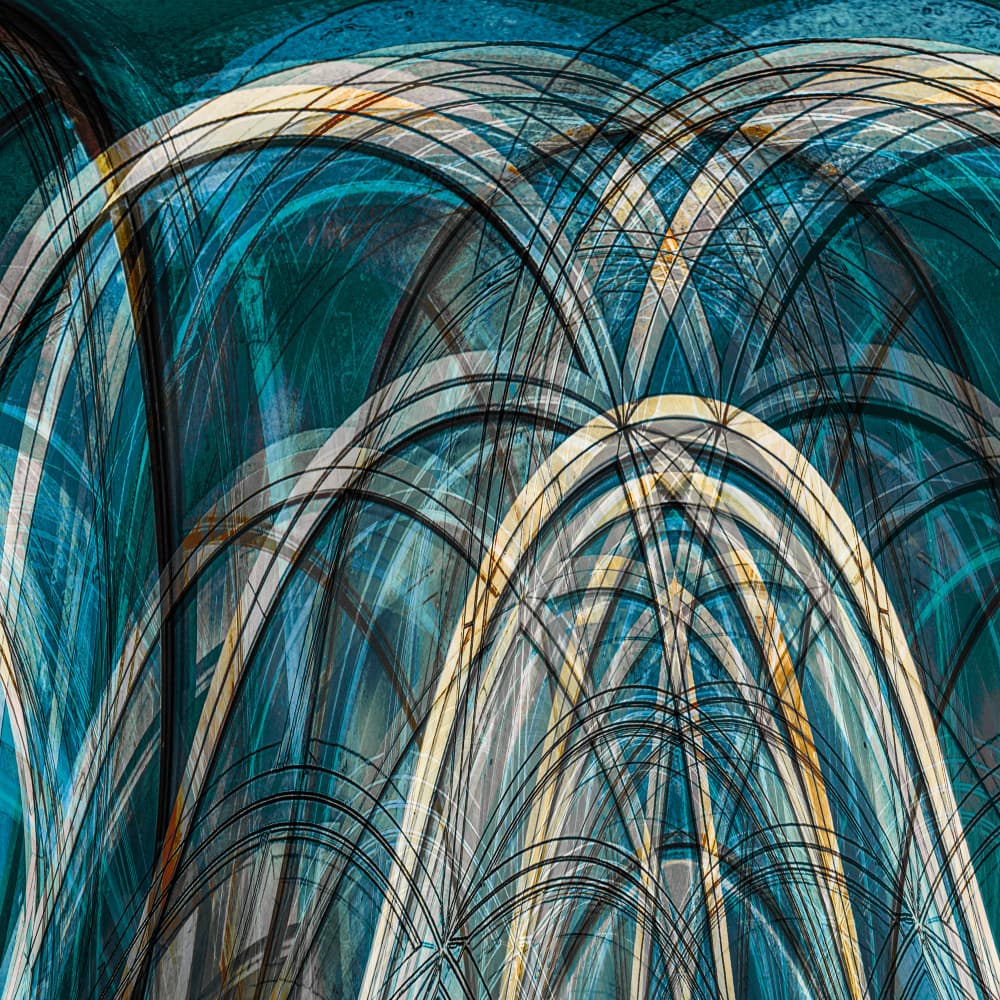 Overlapping Blue Arches by Luc Vangindertael (laGrange) — canvas wall art