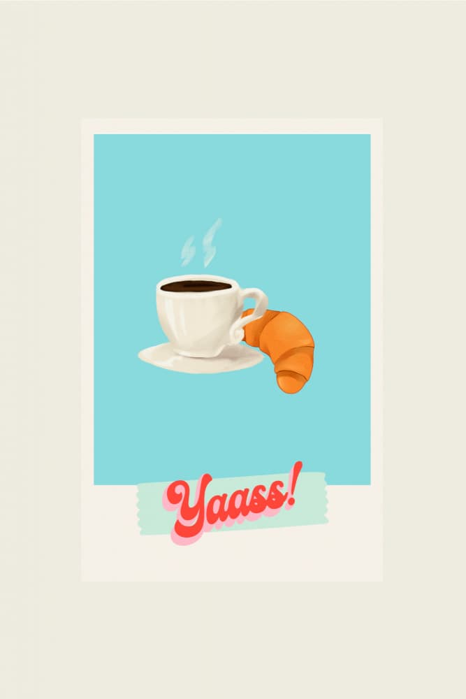 Coffee Croissant Bliss by Elizabeth C — canvas wall art