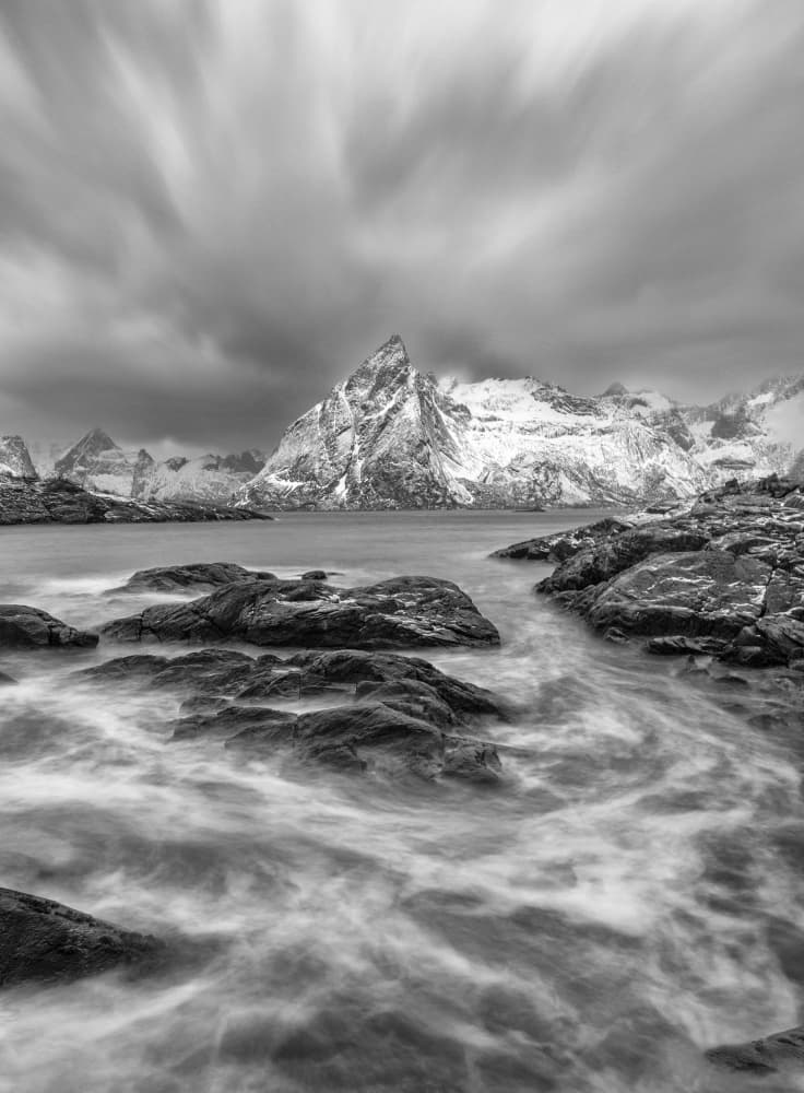 Snowy Peaks Ocean Flow by Jie Jin — canvas wall art