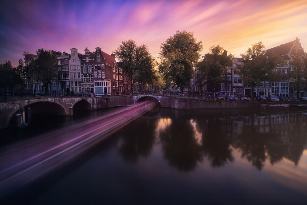 Amsterdam Canal Twilight by Carlos F. Turienzo — canvas wall art