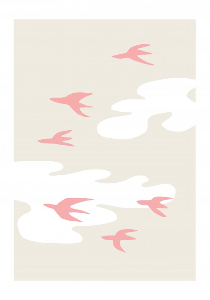 Pink Birds Flying by Pictufy Studio II — canvas wall art