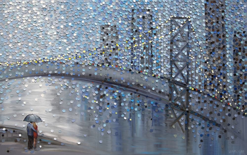 Rainy City Romance by Ekaterina Ermilkina — canvas wall art