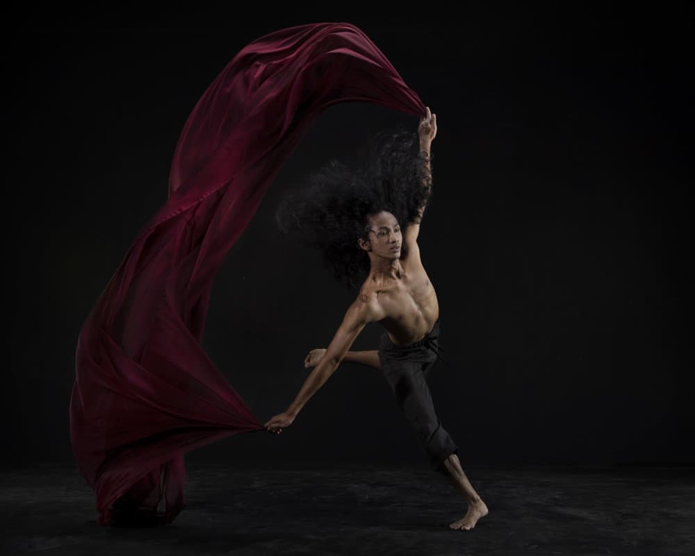 Male Dancer with Red Fabric by Sita Gramich — canvas wall art