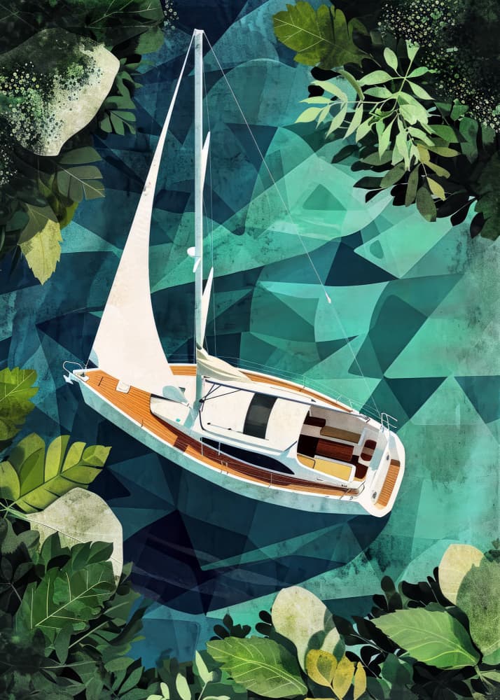 Overhead Sailboat Bay by Justyna Jaszke — canvas wall art