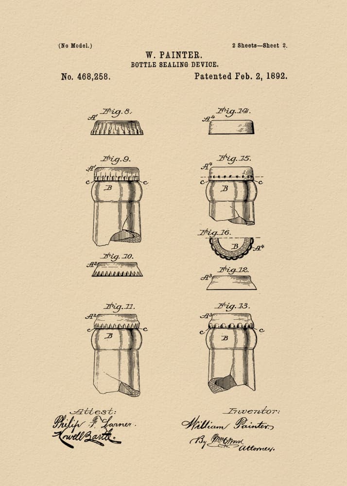Vintage Bottle Cap Patent by Andreas Magnusson — canvas wall art
