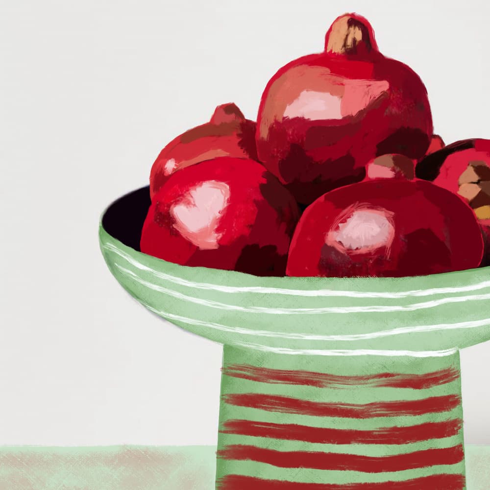 Pomegranate Fruit Bowl by Sharyn Bursic — canvas wall art