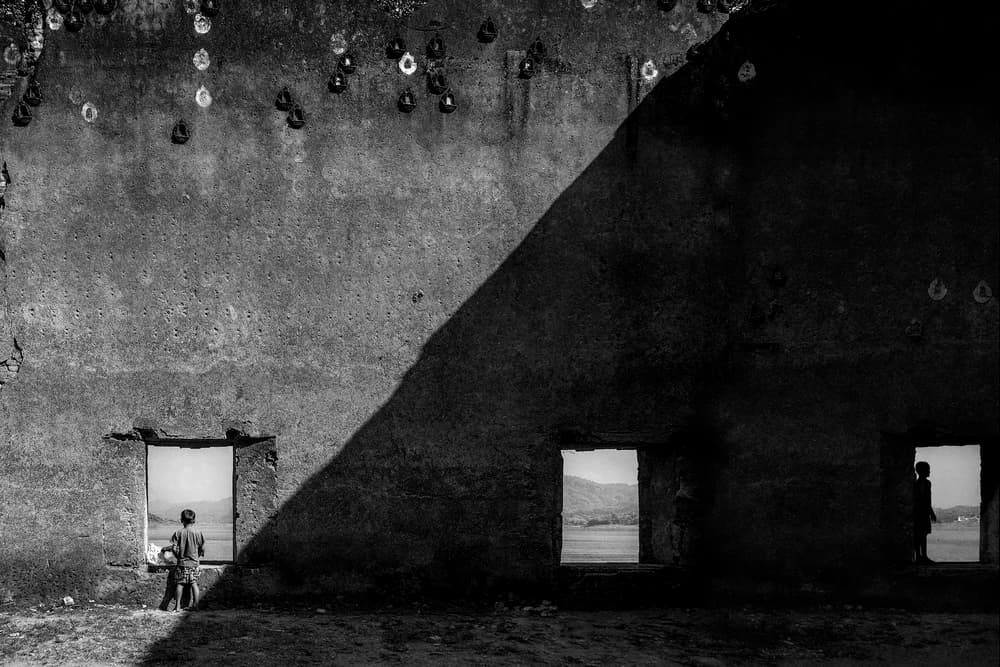 Children in Ancient Ruins by Ekkachai Khemkum — canvas wall art