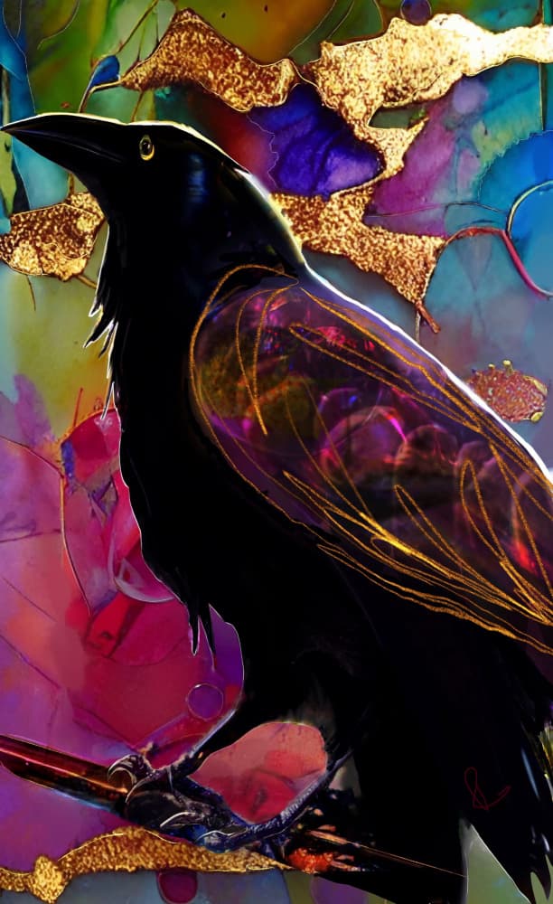 Raven with Pink and Gold by Ruth Day — canvas wall art