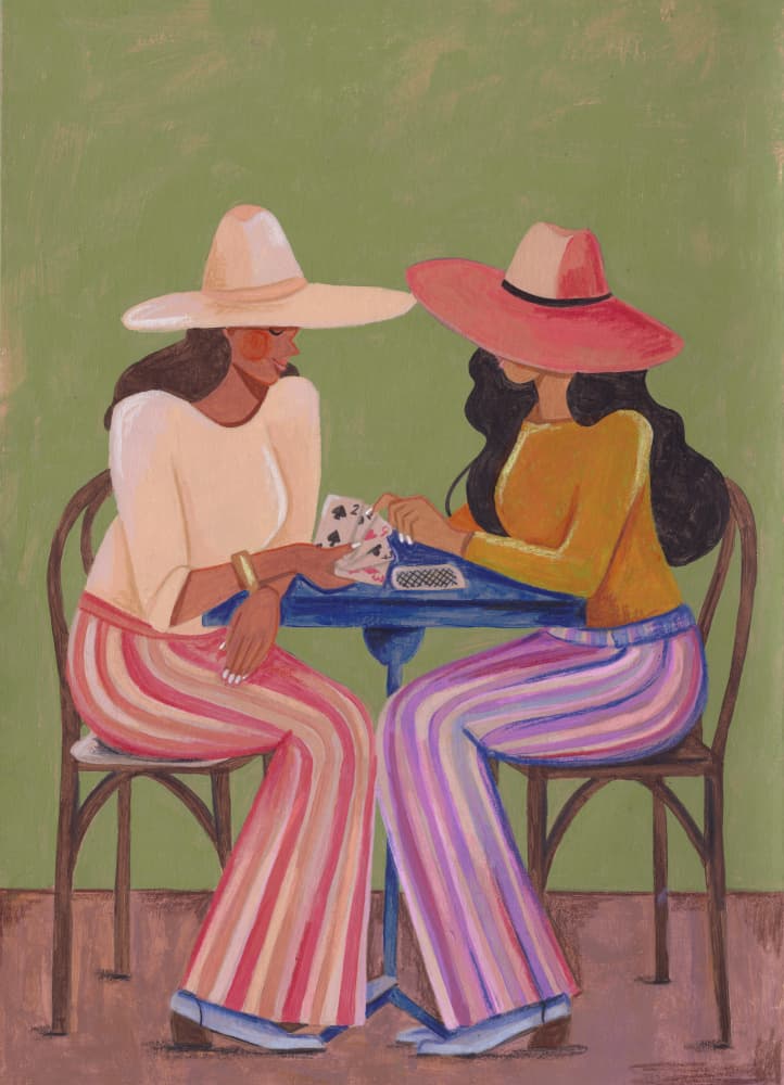 Cowgirls playing cards