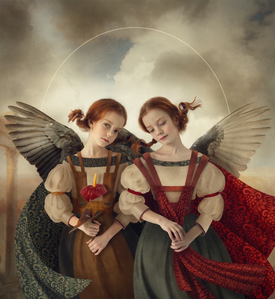 Ethereal Twin Angels by Svetlana Melik-Nubarova — canvas wall art