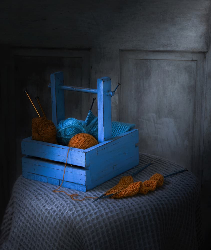 Cozy Knitting Still Life by Catherine Wang — canvas wall art