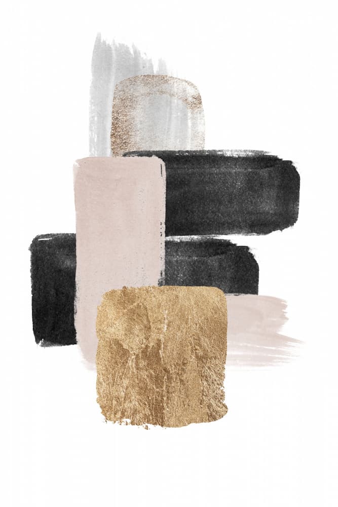 Blush Gold Abstract Forms by Sally Ann Moss — canvas wall art