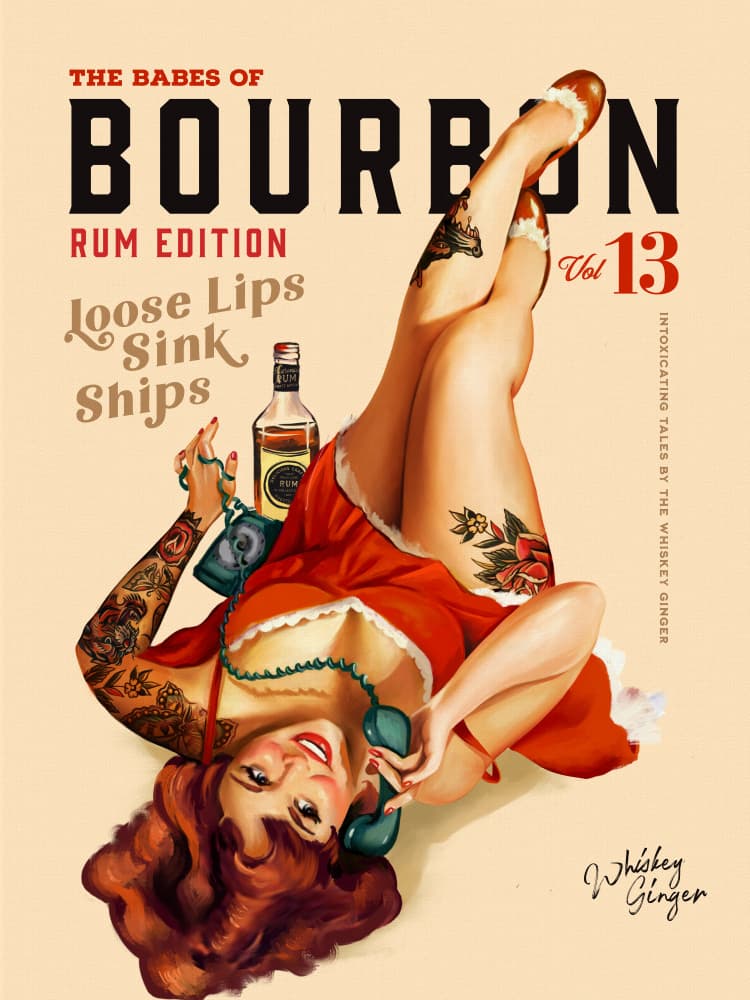 Babes of Bourbon Vol 13 Rum Drinking Pinup Girl Art by The Whiskey Ginger — canvas wall art