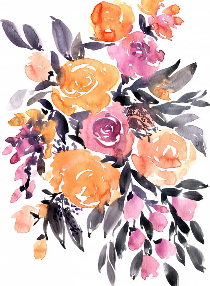 Modern Watercolor Flowers by Rosana Laiz Blursbyai — canvas wall art